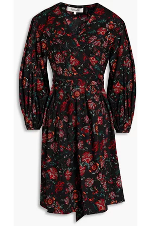 Diane von Furstenberg Woman Barbe Pleated Floral-print Cotton-blend Poplin Mini Wrap Dress Size 00