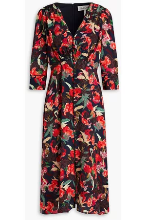SALONI Eve floral-print silk crepe de chine midi dress - - UK 8