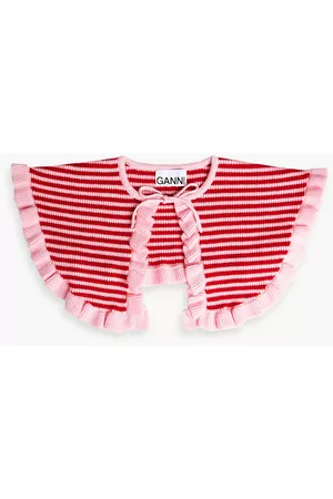 Ganni Striped ribbed wool and cashmere-blend collar - Pink - OneSize