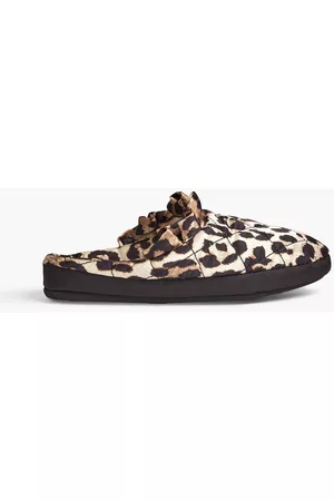Ganni Quilted leopard-printed satin slippers - - EU 36