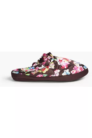 Ganni Quilted printed satin slippers - - EU 41