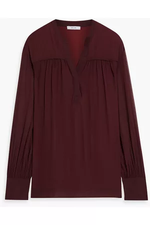 IRIS & INK Women Chiffon Tops - Imogen chiffon blouse - Burgundy - UK 10