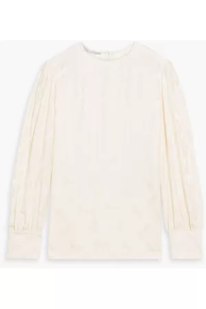 Stella McCartney Women Blouses - Silk-blend satin-jacquard blouse - White - IT 38
