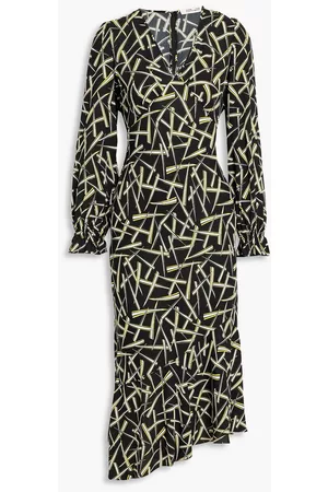 Diane von Furstenberg Asymmetric printed crepe midi dress - - US 2