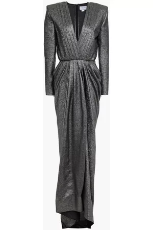 Redemption Wrap-effect pleated metallic silk-blend gown - Metallic - IT 38