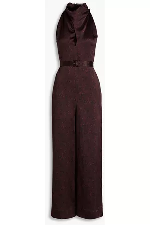 Nicholas Women Jumpsuits - Ashley belted cutout snake-print silk-satin crepe jumpsuit - - US 10