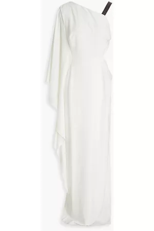 Halston Heritage Women Evening dresses - One-sleeve embellished draped crepe gown - White - US 8
