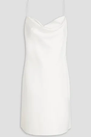 Aidan Mattox Crystal-embellished draped stretch-satin mini slip dress - - US 8