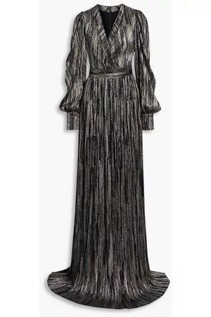 RHEA COSTA Women Evening dresses - Wrap-effect metallic jacquard gown - Metallic - IT 38