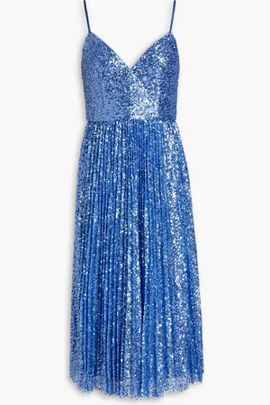 Aidan Mattox Pleated sequined tulle midi dress - - US 0
