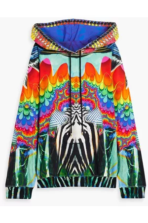 Camilla Crystal-embellished printed French cotton-terry hoodie - - XL