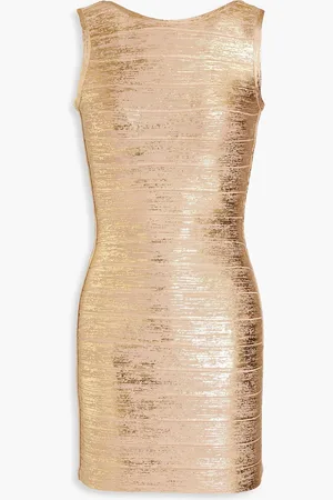 Hervé Léger Metallic coated bandage mini dress - Metallic - L