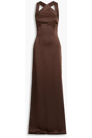 Oscar de la Renta Women Evening dresses - Open-back satin-crepe gown - Brown - US 2