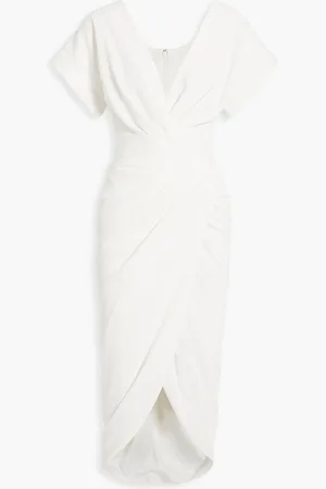 RHEA COSTA Belted draped crepe dress - Purple - IT 42