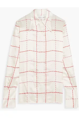 Victoria Beckham Checked satin-twill shirt - - UK 12