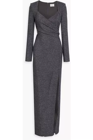 ONE33 SOCIAL Wrap-effect metallic jersey gown - Gray - US 2