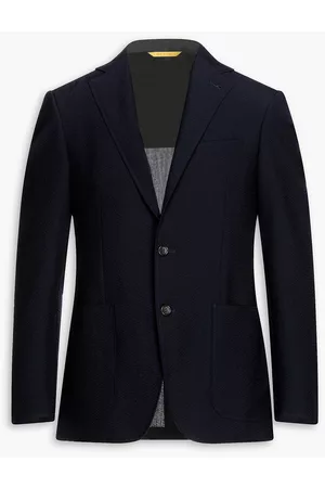 CANALI Women Blazers - Wool-blend seersucker suit jacket - Blue - IT 56