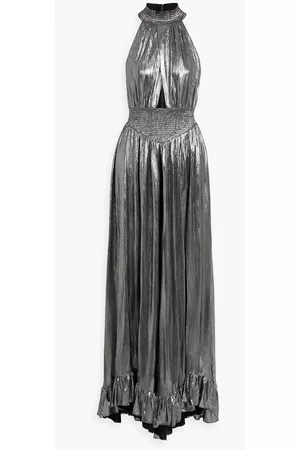 Retrofete Women Casual Dresses - Carly cutout shirred metallic jersey gown - Metallic - XL