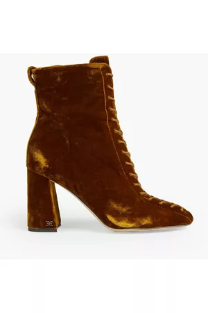 Sam Edelman Women Ankle Boots - Carney lace-up velvet ankle boots - Yellow - US 10