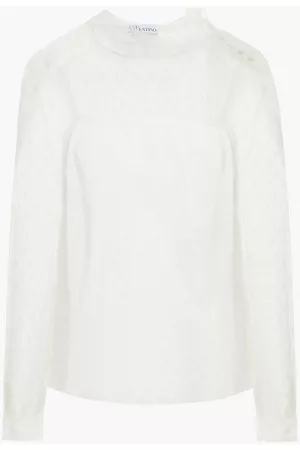 RED Valentino Pussy-bow point d'esprit blouse - White - IT 40