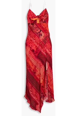 ALICE+OLIVIA Alice Olivia - Harmony asymmetric printed crepe de chine midi dress - Red - US 4