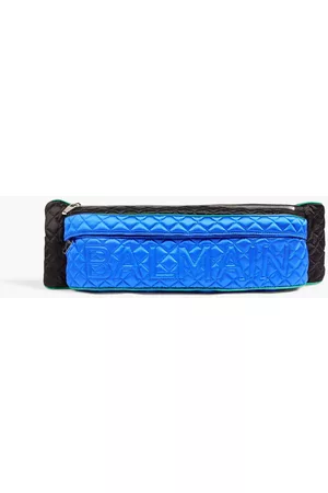 Balmain Women Bags - Quilted two-tone silk-satin belt bag - Blue - OneSize