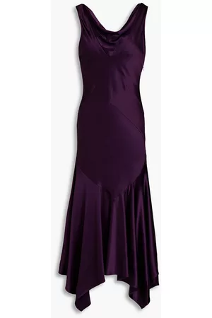Nicholas Seline asymmetric draped satin midi dress - Purple - US 12