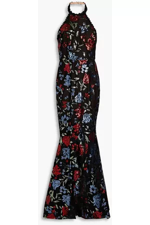 Marchesa Notte Women Halter Neck Dresses - Embellished ruffled tulle halterneck gown - - US 10