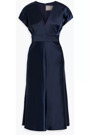 LELA ROSE Women Midi Dresses - Pleated satin-crepe midi dress - Blue - US 0