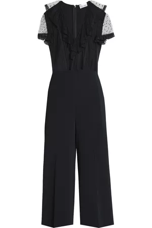 RED Valentino Women Jumpsuits - Point d'esprit-paneled cropped jumpsuit - - IT 38