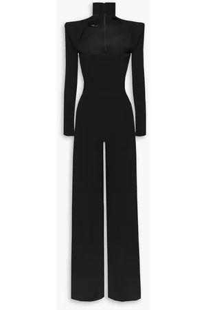 Strapless faux-leather jumpsuit in black - Alex Perry