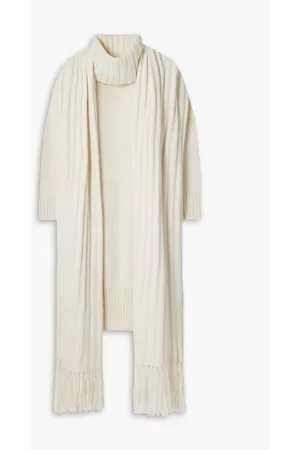 LVIR Oversized ribbed-knit turtleneck midi dress and scarf set - White - S