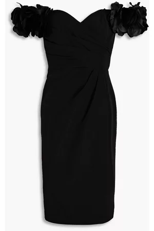 Marchesa Notte Women Strapless Dresses - Off-the-shoulder floral-appliquéd crepe dress - - US 8
