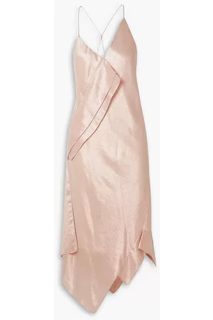 Roland Mouret Jimboy asymmetric draped silk-blend lamé midi dress - Pink - UK 12