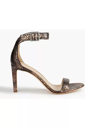Giuseppe Zanotti Women Leather Sandals - Neyla 85 metallic snake-effect leather sandals - - EU 38
