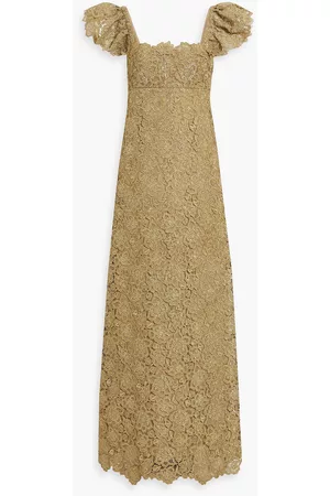 VALENTINO Women Evening dresses - Metallic guipure lace gown - Brown - IT 42