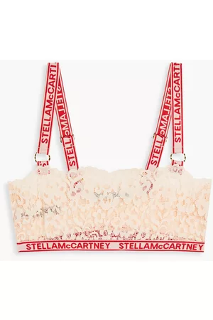 Stella McCartney Flounce monogram-trimmed lace bralette - Pink - M