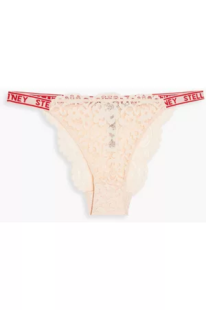 Stella McCartney Women Bras - Flounce monogram-trimmed lace low-rise briefs - Pink - S