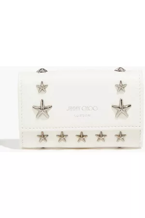 Jimmy Choo Women Keychains - Howick studded pebbled-leather keychain - White - OneSize
