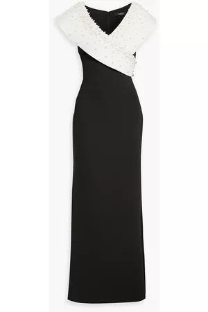 Badgley Mischka Embellished two-toned scuba gown - - US 6