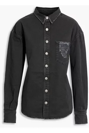SER.O.YA Women Denim Shirts - Alex distressed faded denim shirt - - S