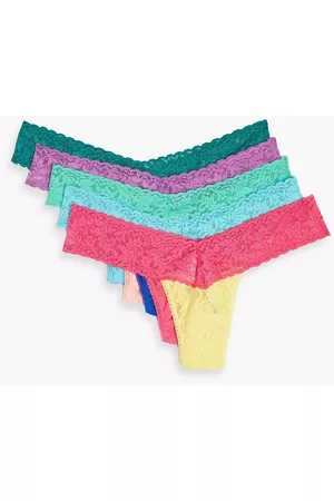 Hanky Panky Women Thongs - Signature set of five stretch-lace low-rise thongs - - ONESIZE