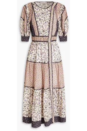 ULLA JOHNSON Women Printed Dresses - Verona floral-print cotton-blend midi dress - Neutral - US 4