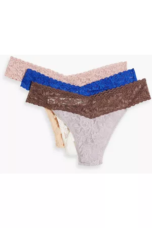 Hanky Panky Women Thongs - Signature set of four stretch-lace low-rise thongs - - ONESIZE