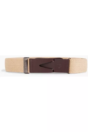 Tod's Women Belts - Leather-trimmed canvas belt - Neutral - 90 cm