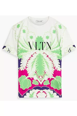 VALENTINO Women T-Shirts - Printed cotton-jersey T-shirt - Green - L