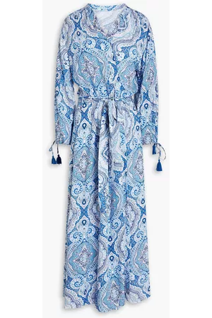 Melissa Odabash Women Beach Dresses - Gabby belted paisley-print voile kaftan - Blue - M