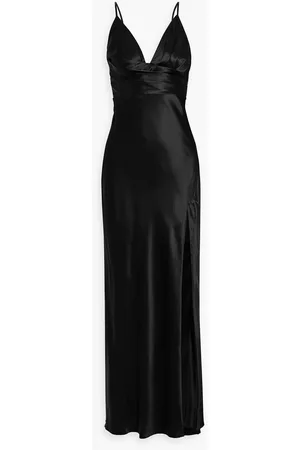 Nina gathered silk-satin maxi dress