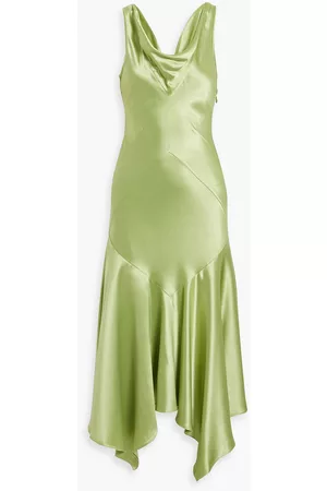 Nicholas Women Asymmetrical Dresses - Seline asymmetric draped satin midi dress - Green - US 0