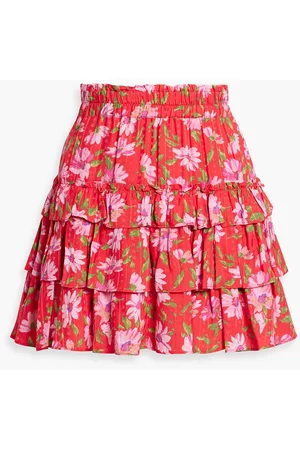LOVESHACKFANCY Women Printed Skirts - Corbett tiered floral-print jacquard mini skirt - - M